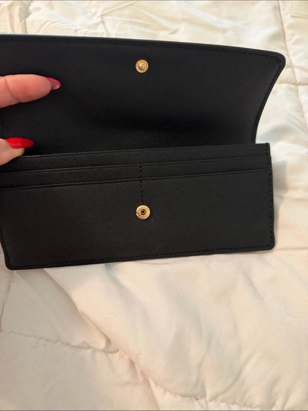 Michael Kors Black Saffiano Zip Continental Wallet with Gold Logo